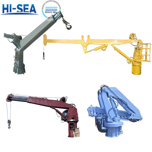 What types of marine cranes can be classified according to their boom types？